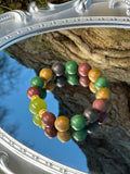 "Five-Element Incense Bead Bracelet Handcrafted Botanical  Incense Beads with Green Grape Quartz Crystal"