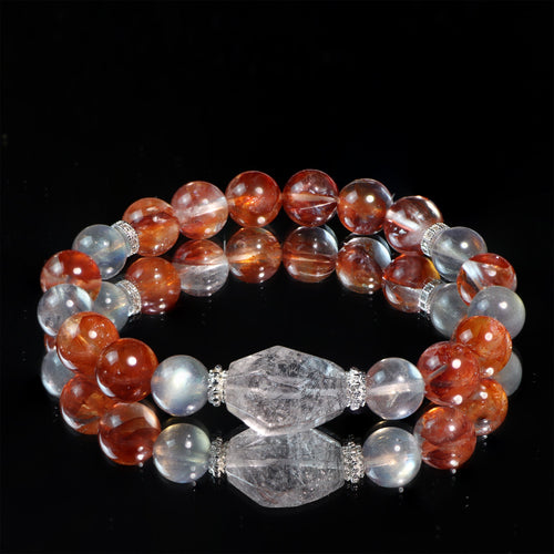 The Ember Stillness | Rutilated Quartz & Moonstone Bracelet - Dao Verse