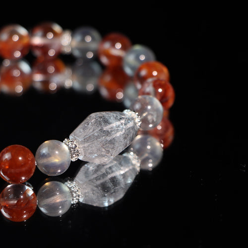 The Ember Stillness | Rutilated Quartz & Moonstone Bracelet - Dao Verse