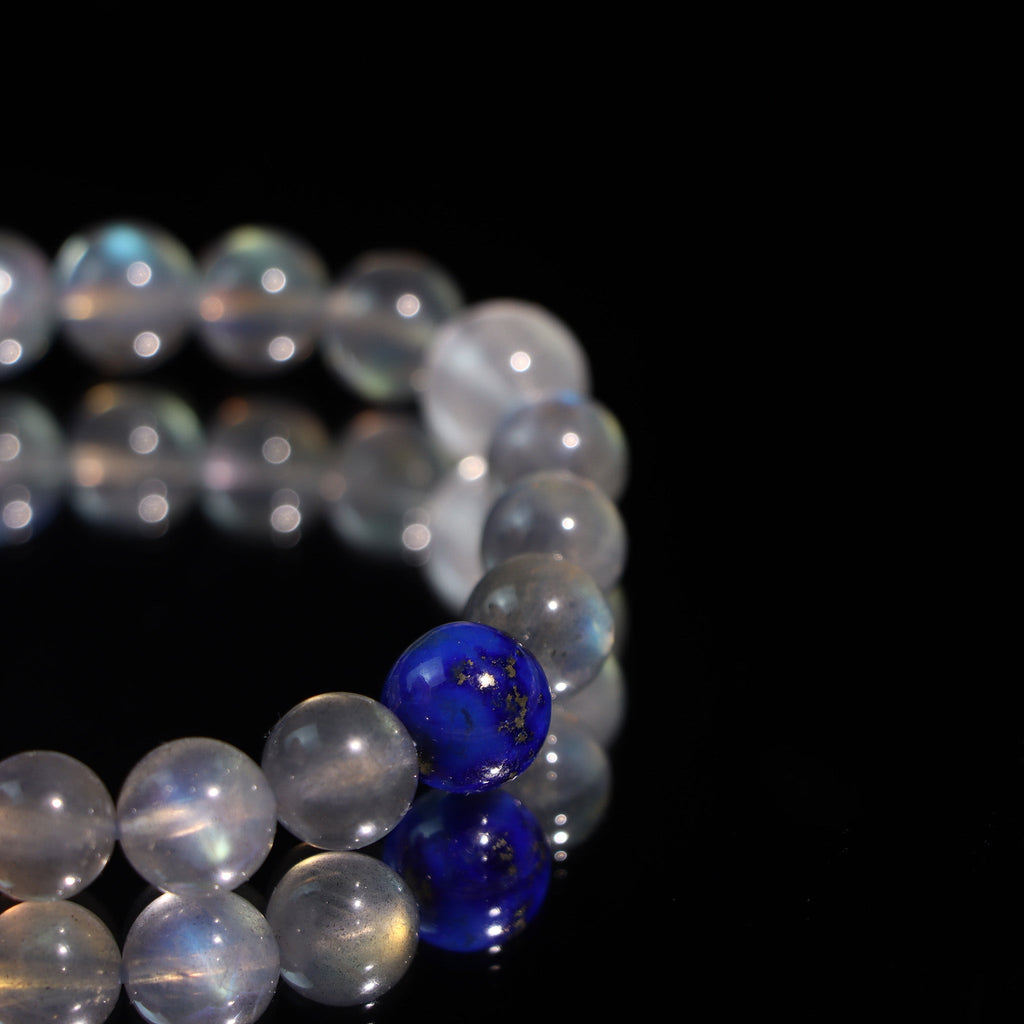 The Quiet Orbit | Moonstone & Lapis Crystal Bracelet - Dao Verse
