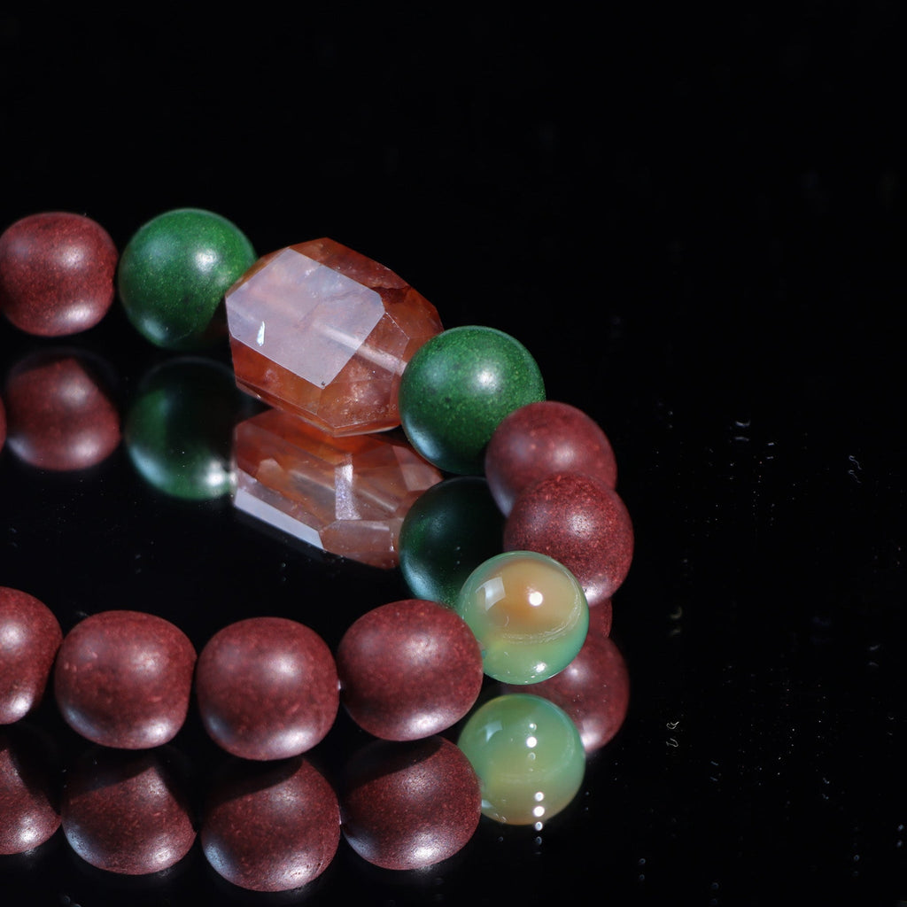 The Quiet Passage | He Xiang, Green Agate & Crackle Crystal Bracelet - Dao Verse