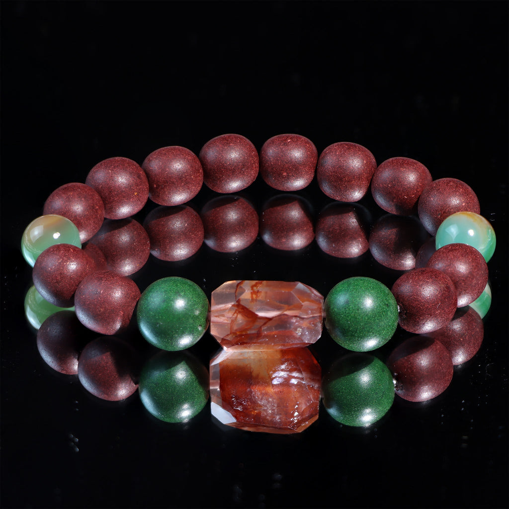 The Quiet Passage | He Xiang, Green Agate & Crackle Crystal Bracelet - Dao Verse